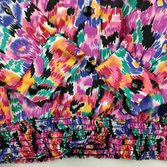 Vintage Lauren Lee Blouse Floral and Shoulder Pads - Picture 4 of 8